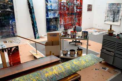Gerhard Richter studio in Cologne showing work from the Cage series in progress