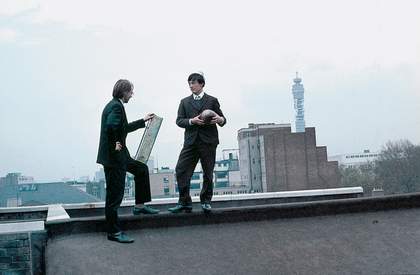 Gilbert & George with their Object Sculptures on the roof of St Martin’s School of Art, London, 1968