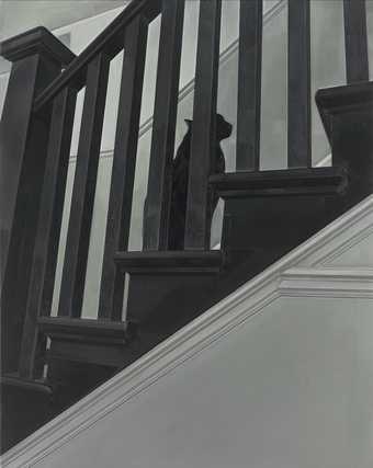Gillian Carnegie Prince 2011–12; black and white photo of cat on staircase