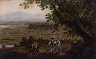 Giovanni Battista Lusieri Extensive Landscape on a Road Above the Tiber Valley, North of Rome 1781