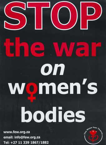 Poster saying 'STOP the war on women's bodies'