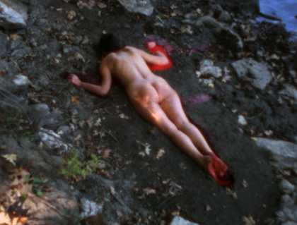 Ana Mendieta Silueta Sangrienta 1975, film still. Copyright The Estate of Ana Mendieta Collection, L.L.C. Courtesy Galerie Lelong & Co. and Alison Jacques Gallery