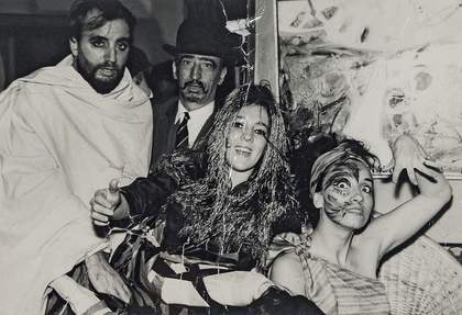 Marta MinujÃn with Alberto Greco and his friends Narciso and Valeria, Buenos Aires, 1963