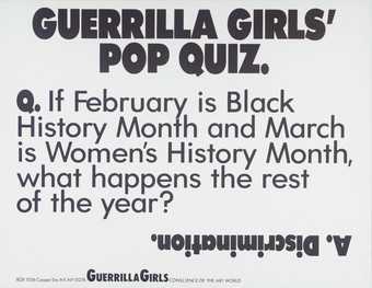 Guerrilla Girls’ Pop Quiz 1990, screenprint on paper