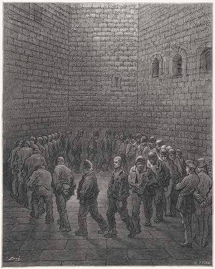 Gustave Doré's engraving Newgate - Exercise Yard, a plate from London- A Pilgrimage, published in 1872