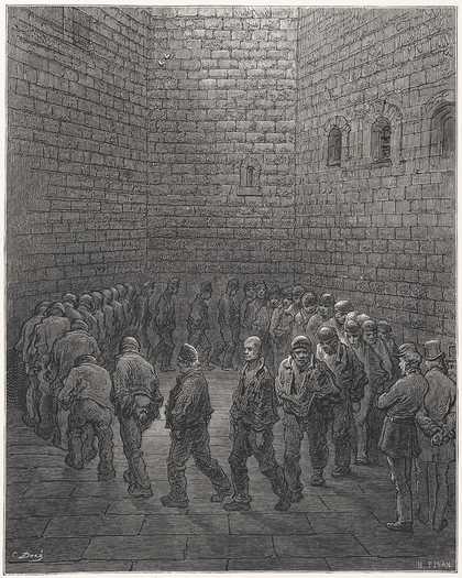 Gustave Doré's engraving Newgate - Exercise Yard, a plate from London- A Pilgrimage, published in 1872