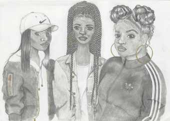 A sketch of three women