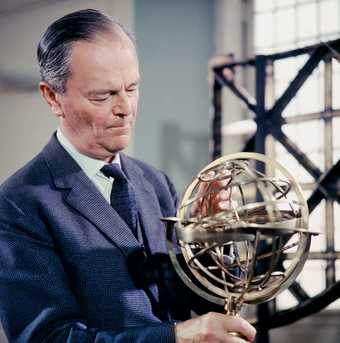 Production shot of Kenneth Clark at the Royal Observatory, Greenwich, for Civilisation 8 - The Light of Experience 1969