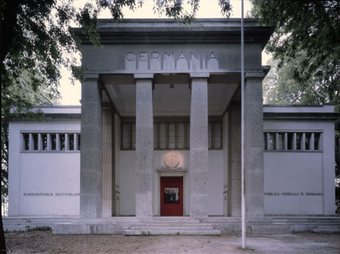 Hans Haacke GERMANIA 1993. Entrance to German Pavilion, Venice Bienniale