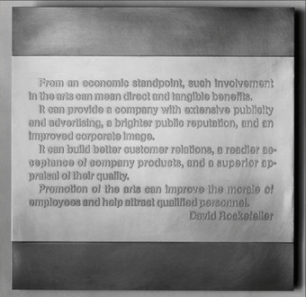 Hans Haacke On Social Grease (quote David Rockefeller; one of six panels) 1975