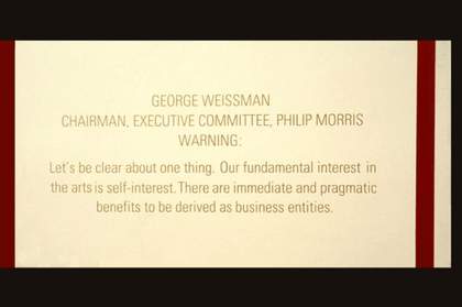 Hans Haacke Helmsboro Country (detail; quote by George Weissman) 1990