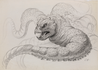 Sketch of Charybdis by Ray Harryhausen for the unrealised film Force of the Trojans, ​​​​​​​1984