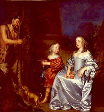 John Hayls, A Portrait of a Lady and a Boy with Pan 1655-9