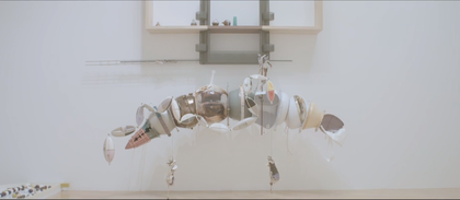 Still from Helen Marten TateShots video showing one of he sculptures