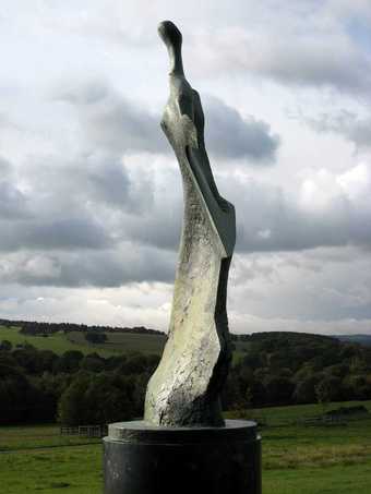 Photograph of Henry Moore’s Large Standing Figure: Knife Edge 1961, seen at Yorkshire Sculpture Park, West Bretton, Wakefield, October 2010