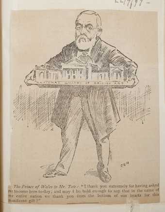 Henry Tate gifting the National Gallery of British Art to the nation, Pall Mall Gazette, 21 July 1897