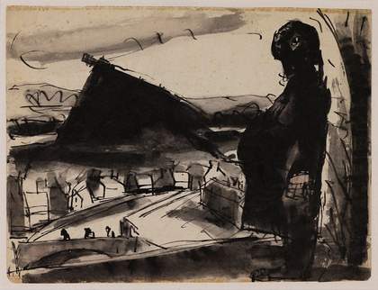 Josef Herman's Pregnant woman in landscape