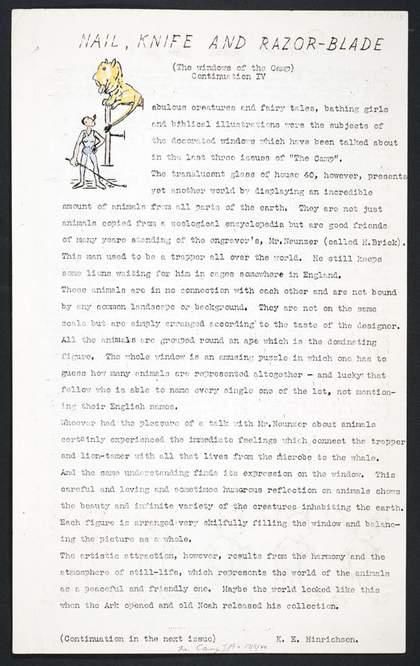 'The Camp’ featuring an article by Klaus Hinrichsen dated November 1940