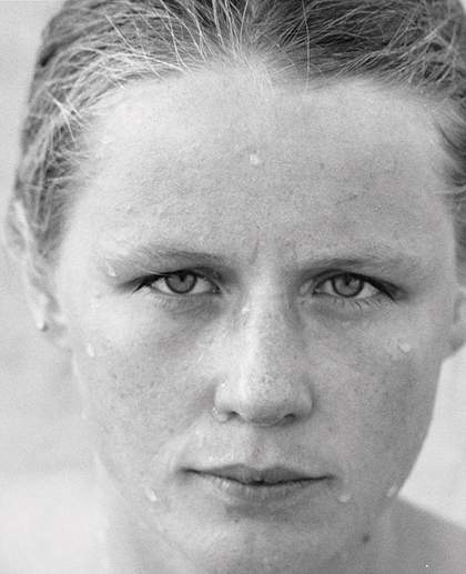 Roni Horn You are the Weather 1994-95 black and white photograph of a young woman's face wet from bathing