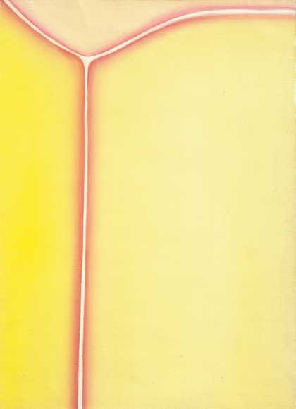 Huguette Caland, Bribes de corps (Body Parts), 1973, oil paint on linen, 48.2 x 34.9 cm
