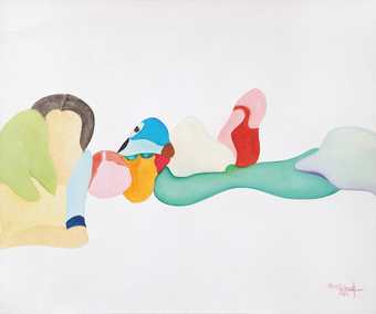 Huguette Caland, Untitled, 1984, oil paint on linen, 45.7 x 54.6 cm
