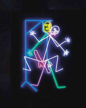 A neon of the game 'Hangman'