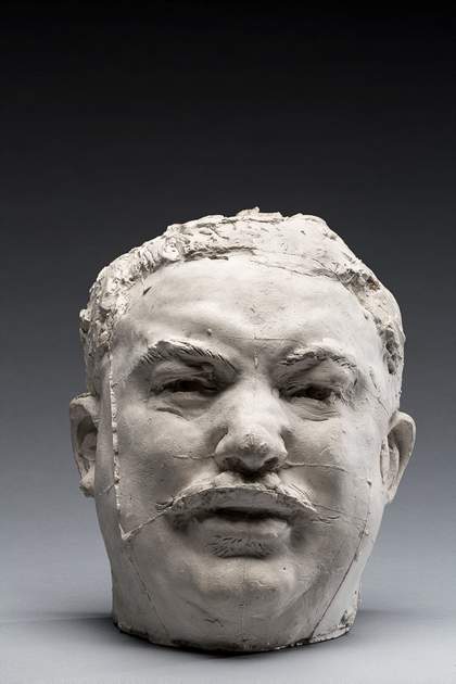 A plaster sculpture modelled on a bus conductor as a study for a sculpture of Balzac