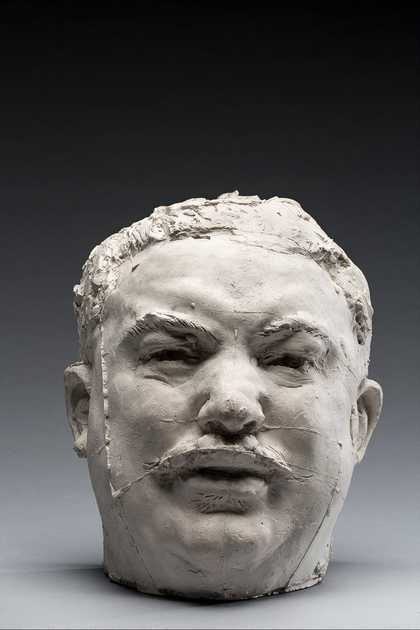 A plaster sculpture modelled on a bus conductor as a study for a sculpture of Balzac