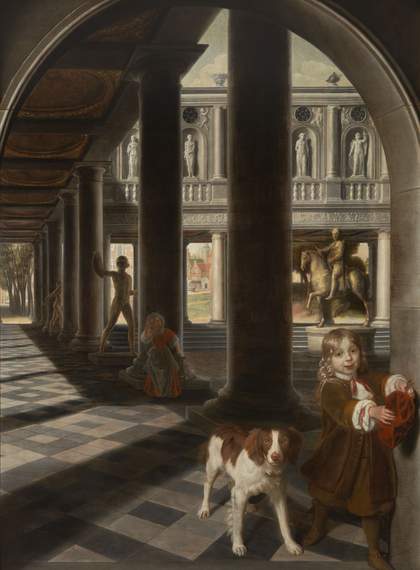 Samuel van Hoogstraten Perspective Portrait of a Boy Catching a Bird Private Collection