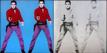 Silkscreen print of Elvis Presley repeated four times