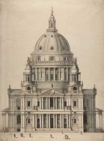 Sir Christopher Wren, Nicholas Hawksmoor St Paul's Cathedral: Elevation from West c.1702 All Souls College, Oxford