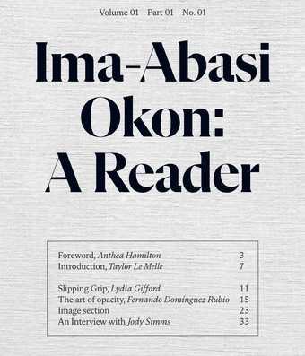 Front cover of the reader, a grey mottled texture background with black text bearing the title and list of contents
