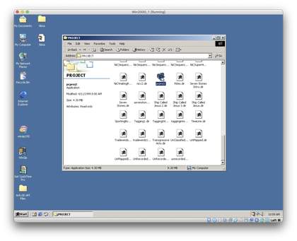 Screenshot of multiple file thumbnails in a folder labelled ‘Project’ with ‘pcproj1’ highlighted by the cursor