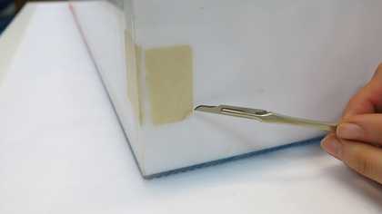 Conservation of Michael Dillon's Op Structures - adhesive label to be removed