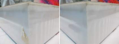 Removal of the blank label with highly degraded rubber-based adhesive