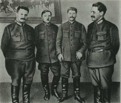 Fig.2 The same photograph reproduced in 1939 and retouched to leave only Frunze and Stalin’s close friends Voroshilov and Ordzhonikidze.