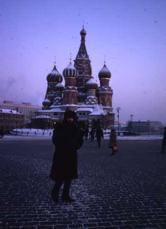 David King on Red Square with St Basil’s Cathedral in the background 1970s David King Collection (TGA 20172/1/3/1/11)