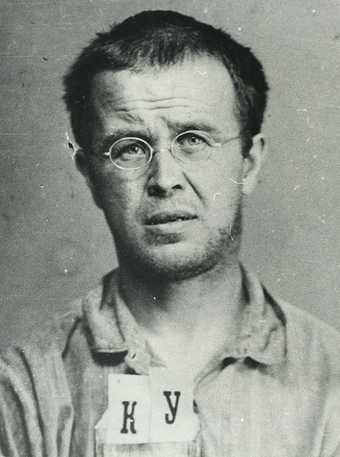 Fig.7 OGPU (secret polic) arrest photograph of Konstantin Kurochkin, born 1898, head of laboratory at a meat canning factory.