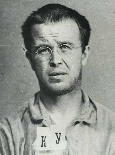 Fig.7 OGPU (secret polic) arrest photograph of Konstantin Kurochkin, born 1898, head of laboratory at a meat canning factory.
