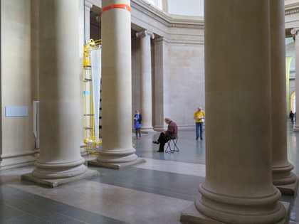 Soapbox group examining Christina Mackie’s installation The Filters, Tate Britain