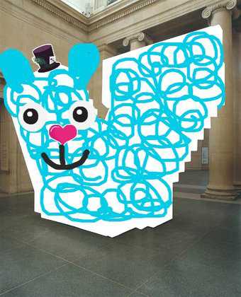 a digital doodle on top of Rachel Whiteread stairs