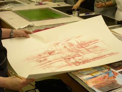 Art turning left teachers workshop; photograph of print