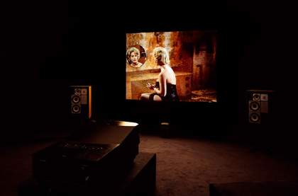 Installation view of Mark Leckey's Dream English Kid, 1964–1999 AD, 2015, at Cabinet, London, 2015