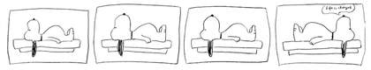 Peanuts cartoon drawn by Tehching Hsieh for Marina Abramović