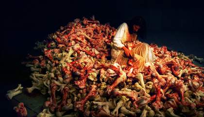 Marina Abramović, Balkan Baroque 1997, 4-day-and-6-hour performance, 47th Venice Biennale