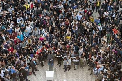 Marina Abramović, 7 Minutes of Silence 2016, performance at As One, Athens