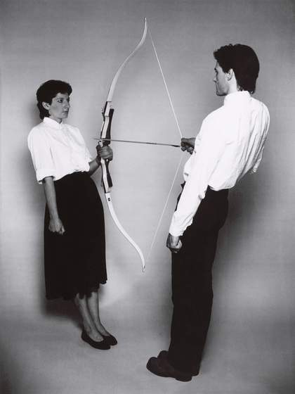 Ulay/Marina Abramović, Rest Energy 1980, 4-minute performance for video, ROSC '80, Dublin