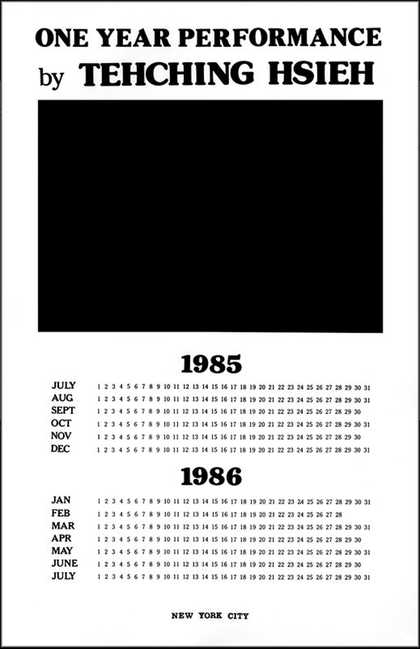 Tehching Hsieh, poster for One Year Performance 1985-1986 (often called No Art Piece)