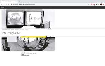 Screenshot of the Intermedia Art microsite homepage as it appears at the time of writing, December 2020 Digital image © Tate Artwork © Steina