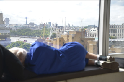 Enactment: Instruction no 63. ‘On a cold sunny day, make a hot water bottle and get into bed fully clothed. Set the alarm on your phone for 22 minutes and see if you can go to sleep’. Lucy Clout.